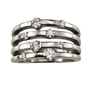 14K White Gold and Diamond Multi-Band Ring Size 6.75-7 #23743